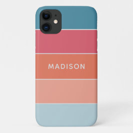 モダンカラフルカラーブロックパーソナライズドネームシック iPhone 11 ケース