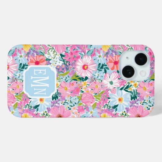 モダンカラフルガーデンイニシャル Case-Mate iPhoneケース (裏面 (横))