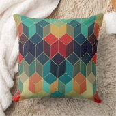 モダンカラフルキューブの幾何学的パターン クッション (ブランケット)