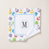 モダンカラフルクリスマスボール&ギフトのモノグラム バスタオルセット (ウォッシュタオル)