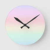 モダンカラフルグラディエント水色レインボー ラウンド壁時計 (正面)