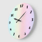 モダンカラフルグラディエント水色レインボー ラージ壁時計 (傾斜)
