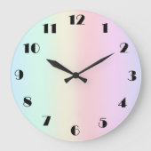 モダンカラフルグラディエント水色レインボー ラージ壁時計 (正面)