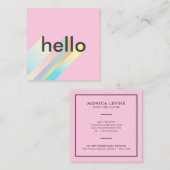 モダンカラフルグラデーションピンクhelloタイポグラフィ スクエア名刺 (正面/裏面)