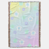 モダンカラフルグラデーション青い花ガーリー柄 スローブランケット (正面縦)