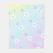 モダンカラフルグラデーション青い花ガーリー柄 フリースブランケット (正面)