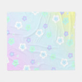 モダンカラフルグラデーション青い花ガーリー柄 フリースブランケット (正面(横))