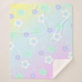 モダンカラフルグラデーション青い花パターン贈り物 シェルパブランケット (正面)