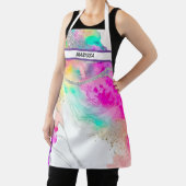 モダンカラフルグリッターのカスタマイズ可能な名前 エプロン (インサイチュ)