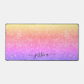 モダンカラフルグリッタースクリプト名 デスクマット (正面)
