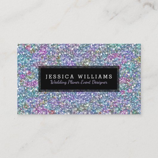 モダンカラフルグリッターテクスチャプリントバックアクセント 名刺 (正面)