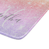 モダンカラフルグリッター名パーソナライズされた カッティングボード (角)