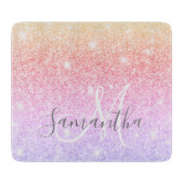 モダンカラフルグリッター名パーソナライズされた カッティングボード (正面)