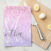 モダンカラフルグリッター名パーソナライズされた キッチンタオル (四つ折り)