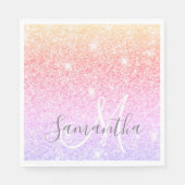 モダンカラフルグリッター名パーソナライズされた スタンダードランチョンナプキン (正面)