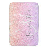 モダンカラフルグリッター名パーソナライズされた バスマット (正面縦)