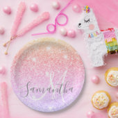 モダンカラフルグリッター名パーソナライズされた ペーパープレート (パーティー)