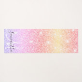 モダンカラフルグリッター名パーソナライズされた ヨガマット (裏面(横))