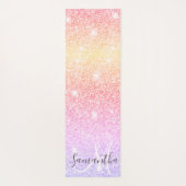 モダンカラフルグリッター名パーソナライズされた ヨガマット (裏面)