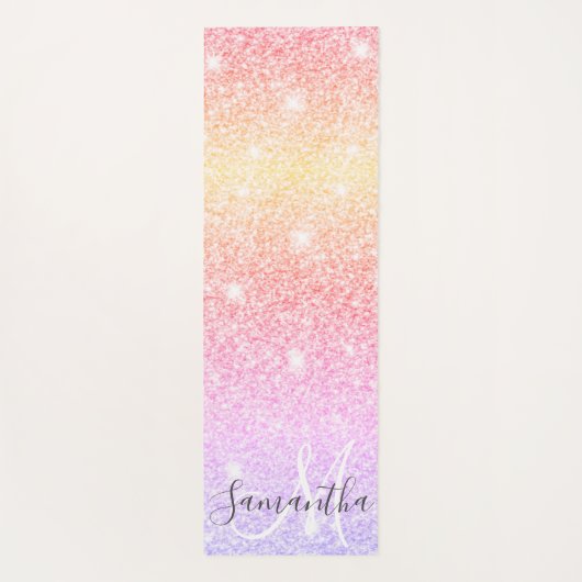 モダンカラフルグリッター名パーソナライズされた ヨガマット (裏面)
