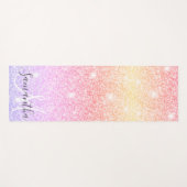 モダンカラフルグリッター名パーソナライズされた ヨガマット (正面(横))
