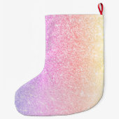 モダンカラフルグリッター名パーソナライズされた ラージクリスマスストッキング (裏面)