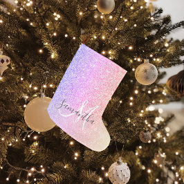 モダンカラフルグリッター名パーソナライズされた ラージクリスマスストッキング