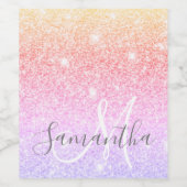 モダンカラフルグリッター名パーソナライズされた ワインラベル (シングルラベル)