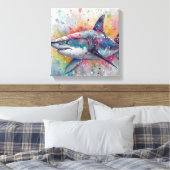 モダンカラフルシャーク キャンバスプリント (インサイチュ (寝室))