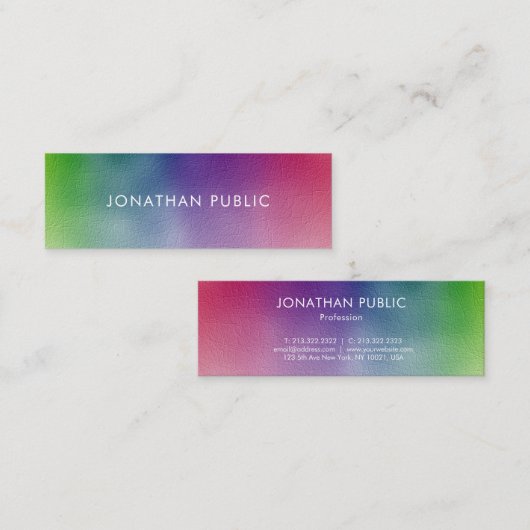 モダンカラフルシンプルテンプレートプロフェッショナル スキニー名刺 (正面/裏面)