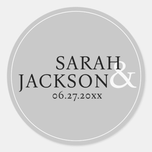 モダンカラフルシンプルフォント結婚式 ラウンドシール (正面)