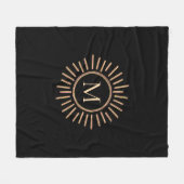 モダンカラフルシンプルモノグラム黒金ゴールド フリースブランケット (正面(横))