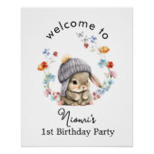 モダンカラフルスイートバニー誕生日ウェルカムポスター ポスター (正面)