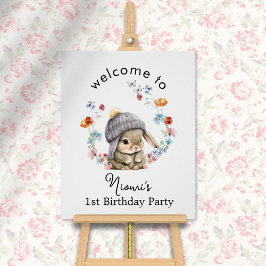 モダンカラフルスイートバニー誕生日ウェルカムポスター ポスター