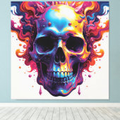 モダンカラフルスカル キャンバスプリント (インサイチュ (ウッドフロア))