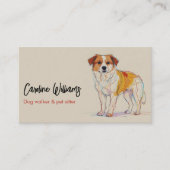 モダンカラフルスケッチドッグウォーカーペットシッター 名刺 (正面)