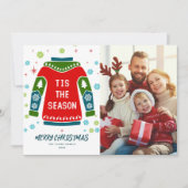 モダンカラフルスタイリッシュPhoto Family醜いセーター シーズンカード (正面)