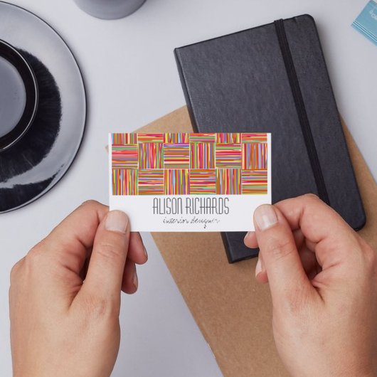 モダンカラフルストライプの抽象芸術ファインアート事業 名刺