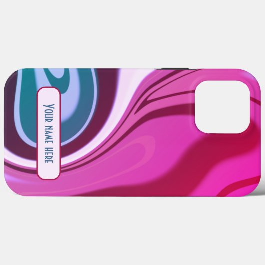 モダンカラフルストライプの抽象芸術鮮やかピンク名 Case-Mate iPhoneケース (裏面 (横))