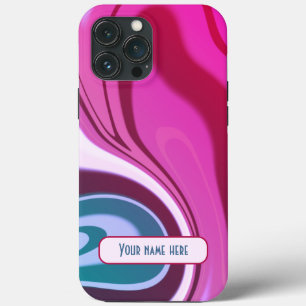 モダンカラフルストライプの抽象芸術鮮やかピンク名 iPhone 13 PRO MAXケース