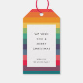 モダンカラフルストライプは聖降誕祭と結婚 ギフトタグ (正面)