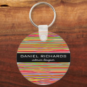 モダンカラフルストライプインテリア鮮やか設計者 キーホルダー (正面)