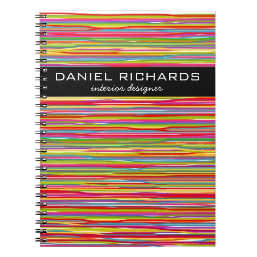 モダンカラフルストライプインテリア鮮やか設計者 ノートブック (正面)