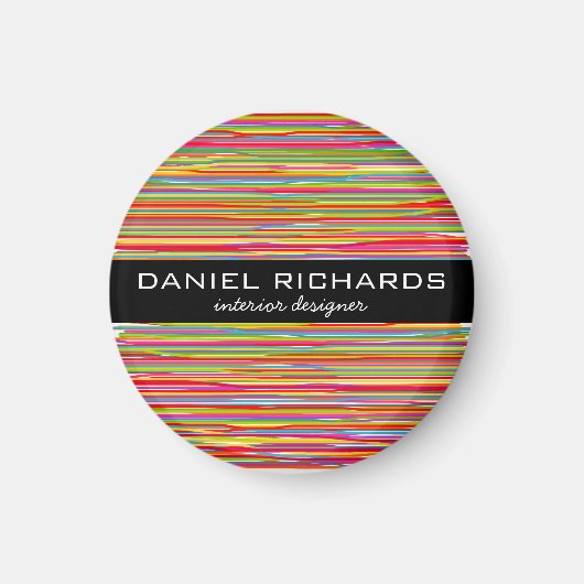 モダンカラフルストライプインテリア鮮やか設計者 マグネット (正面)