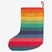 モダンカラフルストライプパターン スモールクリスマスストッキング (裏面)