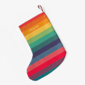 モダンカラフルストライプパターン スモールクリスマスストッキング (裏面 (吊り時))
