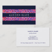 モダンカラフルストライプ紙吹雪 名刺 (正面/裏面)