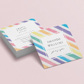 モダンカラフルストライプ色彩の鮮やかパターン正方形 スクエア名刺