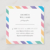 モダンカラフルストライプ色彩の鮮やかパターン正方形 スクエア名刺 (裏面)