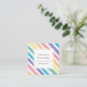 モダンカラフルストライプ色彩の鮮やかパターン正方形 スクエア名刺 (スタンド正面)